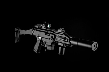 Modern automatic rifle isolated on white. Weapons for police, special forces and the army....