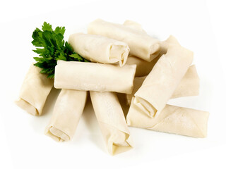 Spring Rolls - Fast Food on white Background. Isolated
