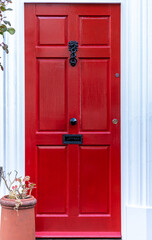 Red wooden front door