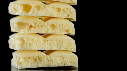 white bubble chocolate isolated on black background