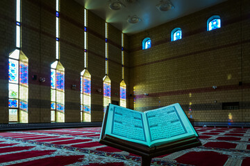 The Holy Quran inside the Mosque. Dammam Masjid, Saudi Arabia. 