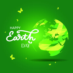 Earth day concept. 3d eco friendly design.Earth map shapes with trees water and shadow. Save the Earth concept. Happy Earth Day
