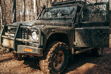 Dirty off road car on trip in forest © fotofabrika