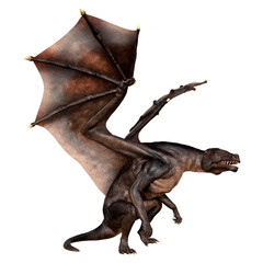 3D Rendering Fairy Tale Dragon on White