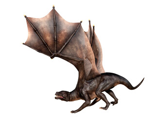3D Rendering Fairy Tale Dragon on White