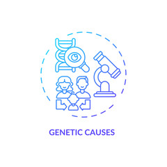Genetic causes concept icon. Hearing loss idea thin line illustration. Hearing system damage. Nonsyndromic listening loss. Inheritance. Family generation. Vector isolated outline RGB color drawing