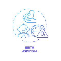 Birth asphyxia concept icon. Congenital hearing loss idea thin line illustration. Newborn condition. Developmental delays. Mental retardation, epilepsies. Vector isolated outline RGB color drawing