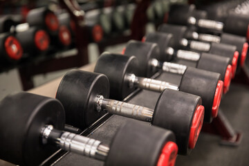 Obraz premium Row of heavy barbells