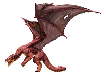 3D Rendering Fairy Tale Dragon on White