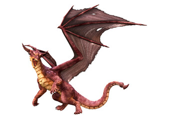 3D Rendering Fairy Tale Dragon on White