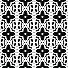 Geometric vector pattern with Black and white colors. Seamless abstract ornament for wallpapers and backgrounds.