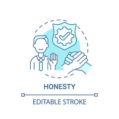 Honesty concept icon. Personal value idea thin line illustration. Telling truth. Trustworthy person. Building trusting relationship. Vector isolated outline RGB color drawing. Editable stroke