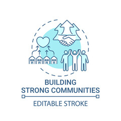 Building strong communities concept icon. Corporate value idea thin line illustration. Supportive relationship. Setting community culture. Vector isolated outline RGB color drawing. Editable stroke