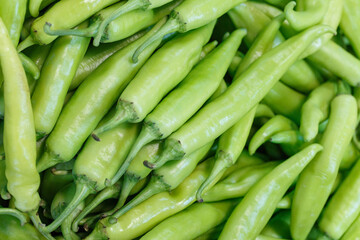 Green hot chili peppers background
