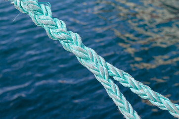 Marine rope. Knot. Rope on the ship. Rope.