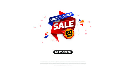 Sale banner template design with geometric background , Big sale special offer up to 80% off. Super Sale, end of season special offer banner. vector illustration.