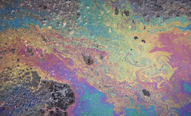 Fototapeta na wymiar Abstract background from engine oil or gasoline, Oil slick