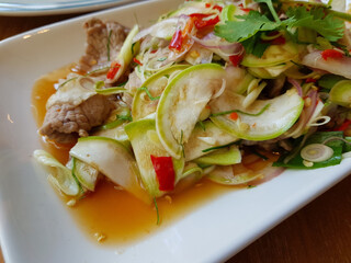 Spicy Grilled Pork Jowl Salad with Thai Eggplant