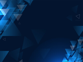 Abstract Blue Background With Geometric Triangle Pattern.