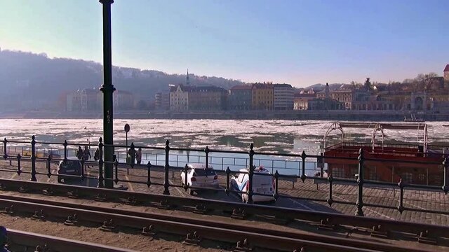 View of Pest from the Buda pier, Hungary. Tourism.