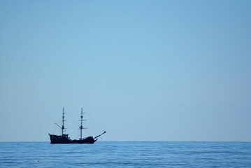 Fototapeta na wymiar ship at sea, a ship that looks like a pirate ship
