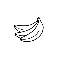 Banana icon. Fruit Cartoon illustration isolated. Black and white doodle sketch.