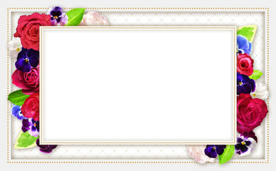 花のフレーム02　白　flame　flower