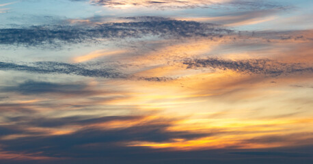 Naklejka na ściany i meble Heavenly abstract background. Picturesque bright, dramatic evening sky.