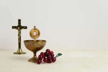 First Holy Communion background with gold chalice.