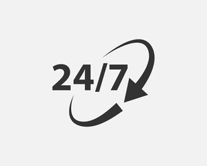 24 Hours a day service icon symbol vector - obrazy, fototapety, plakaty