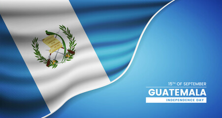 Abstract independence day of Guatemala background with elegant fabric flag and typographic illustration