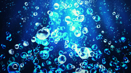 光の差し込む水中　バブル　気泡　涼し気な背景イラスト