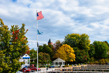 The Rivers, Lakes and Mountains of the New England States in Autumn.You can cruise on the lakes as...