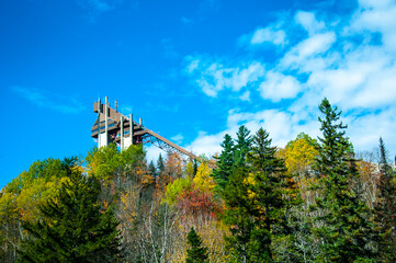 The  1980 Winter Olympics Ski Jump in Lake Placid which is a town in the Adirondack Mountains in...