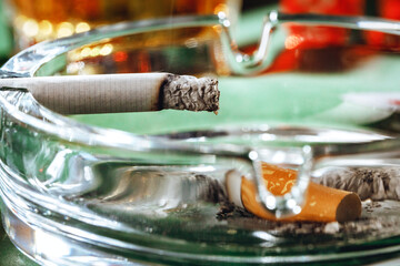 Cigars in an ash tray close up