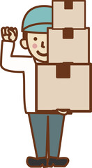 ダンボールを持ち上げる作業員の男性。