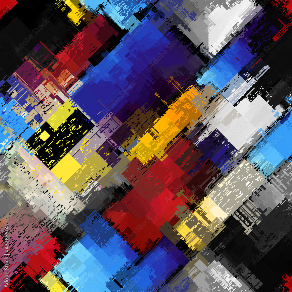 Poster Vector image with imitation of grunge datamoshing texture.