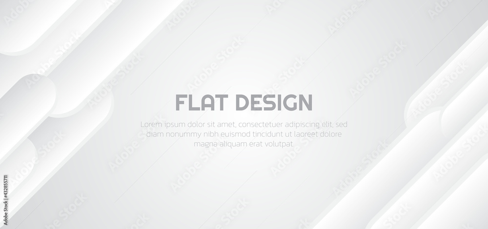 Wall mural flat white background rounded line design overlap shape style