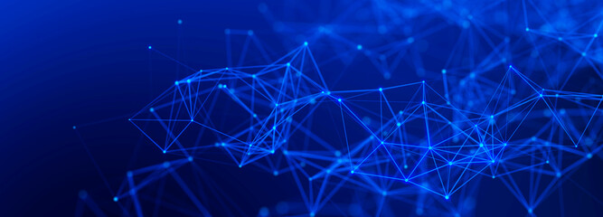 Technology background. Abstract digital combination dots and lines. Network connection structure. 3d Widescreen