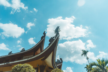 Obraz na płótnie Canvas Beautiful view of Bat Nha Pagoda in Bao loc city, Lam Dong province, Vietnam. Text in photos mean Bat Nha pagoda (Vietnamese language)
