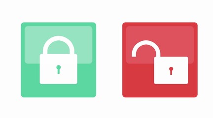 Padlock Icon Set. Vector isolated set of opened and locked padlocks