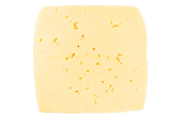 Cheese block isolated on white background with clipping path. Closeup view of a piece of cheese. Piece of delicious fresh cheese.