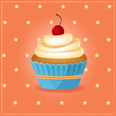 Realistic isolated sweet cupcake