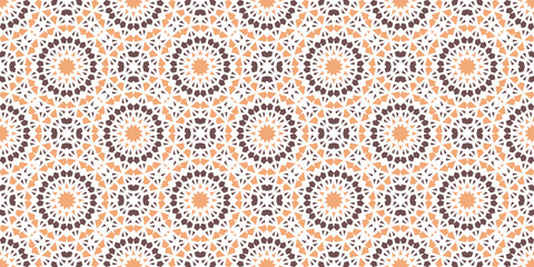 Seamless texture with beige arabic ornament. Vector border pattern