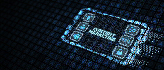 Fototapeta premium Business, Technology, Internet and network concept. Digital Marketing content planning advertising strategy concept