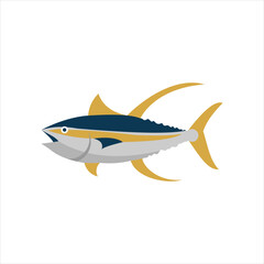 Fototapeta premium yellow fin tuna fish vector flat illustration of sea animal graphic design element ideas