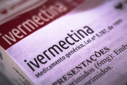 May 10, 2021, Brazil. In this photo illustration a box of Ivermectin medicine. In Brazil it is associated with the treatment of Covid-19 (Coronavirus).