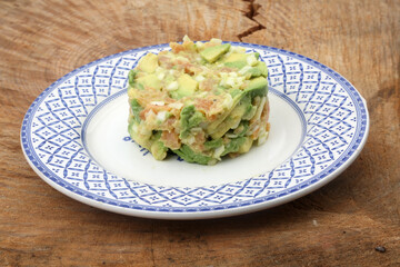 salmon and avocado tartar ready to eat