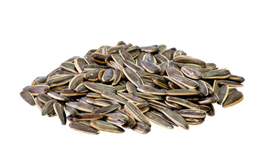 Dried sunflower seeds. Snack to eat as a snack. Clipping Path.
