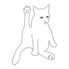 猫の全身イラスト　ヨガポーズの猫